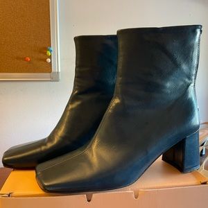 Sappun Navy Square Toe Boots 6cm